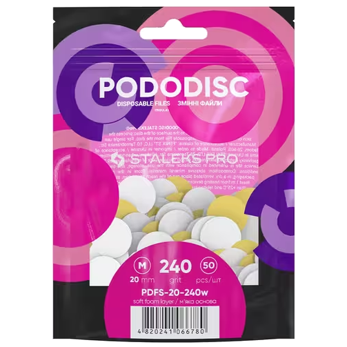 STALEKS PRO M PODODISC DISPOSABLE FILES SOFT BASE FOR PEDICURE DISC 20MM (50 PCS) PDFS-20- STALEKS™