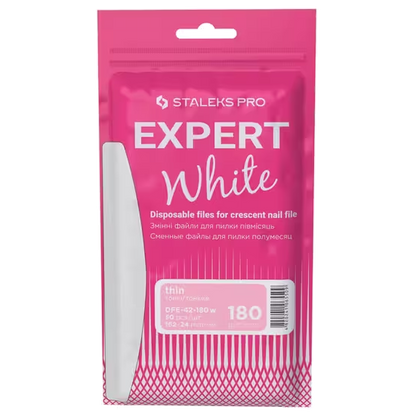 STALEKS PRO EXPERT 42 WHITE DISPOSABLE FILES FOR CRESCENT SHAPE NAIL FILE DFE-42 WHITE(50 PC)- STALEKS™