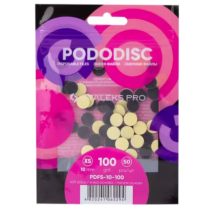 STALEKS PRO XS PODODISC DISPOSABLE FILES SOFT BASE FOR PEDICURE DISC 10MM (50 PCS) PDFS-10- STALEKS™