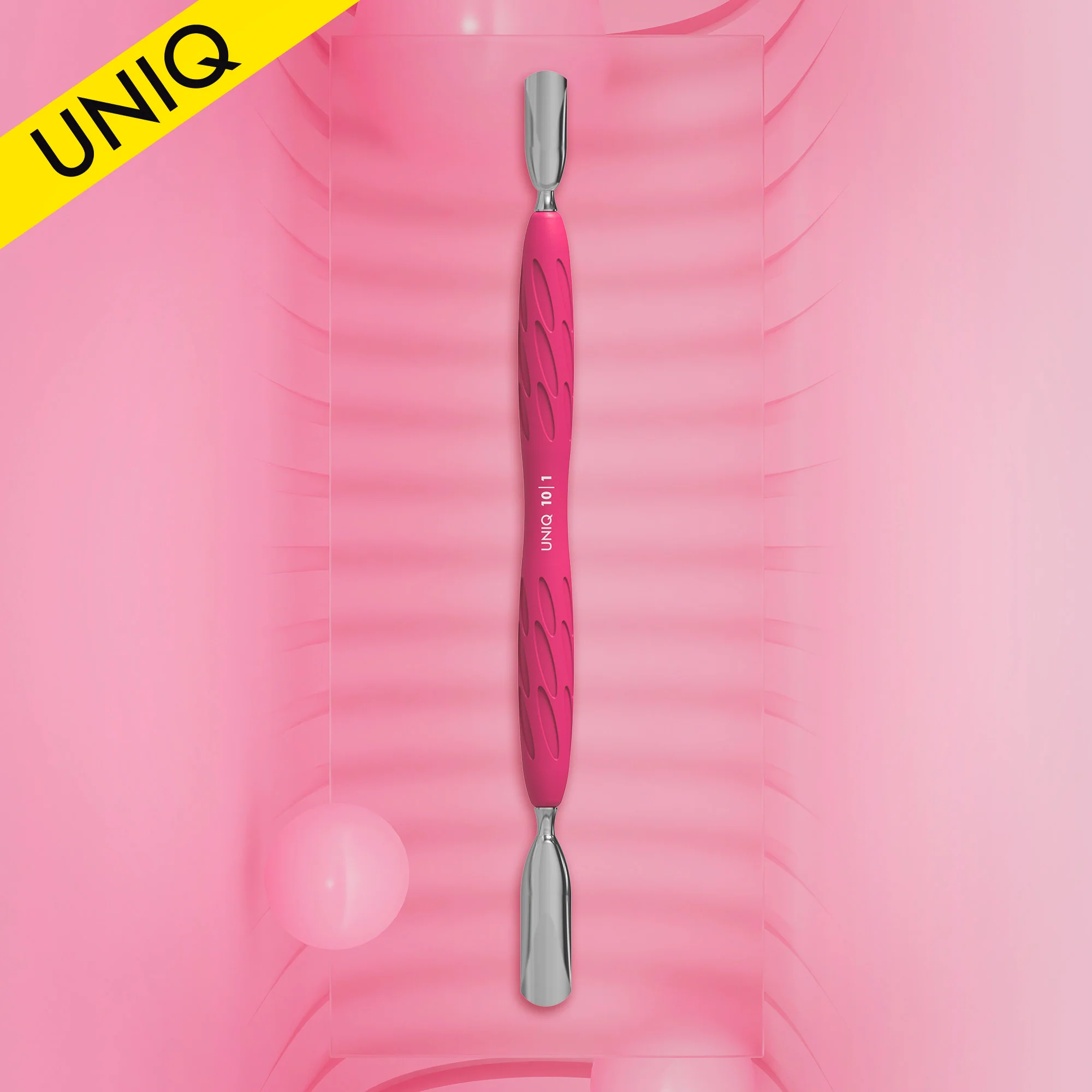 Manicure Pusher With Silicone Handle "Gummy" UNIQ 10 TYPE 1 (Wide Rounded Pusher + Narrow Rounded Pusher) PQ-10/1- STALEKS