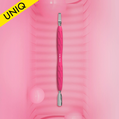 Manicure Pusher With Silicone Handle "Gummy" UNIQ 10 TYPE 5 (Narrow Rounded Pusher + Wide Blade) PQ-10/5- STALEKS