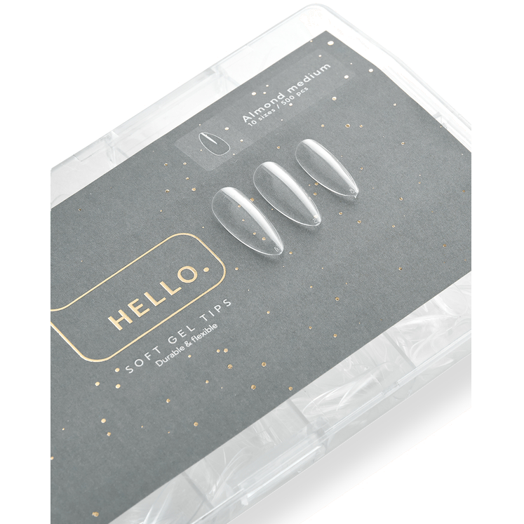 SOFT GEL TIPS ALMOND MEDIUM (500 PCS)  -HELLO™