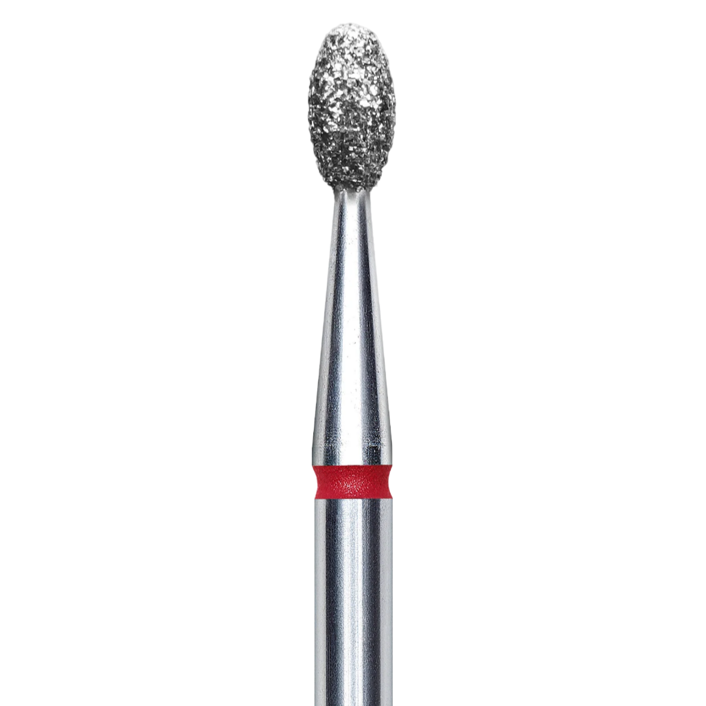 DIAMOND NAIL DRILL BIT, "OLIVE", RED, HEAD DIAMETER 2.5 MM/WORKING PART 5 MM (FA130R025/5) - STALEKS™