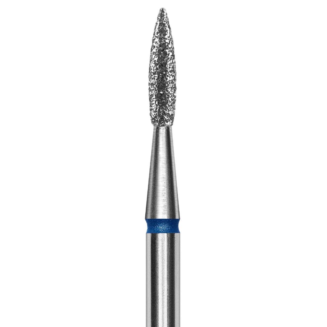 DIAMOND NAIL DRILL BIT, POINTED "FLAME", BLUE, HEAD DIAMETER 1.8MM/8MM (FA11B018/8)- STALEKS™