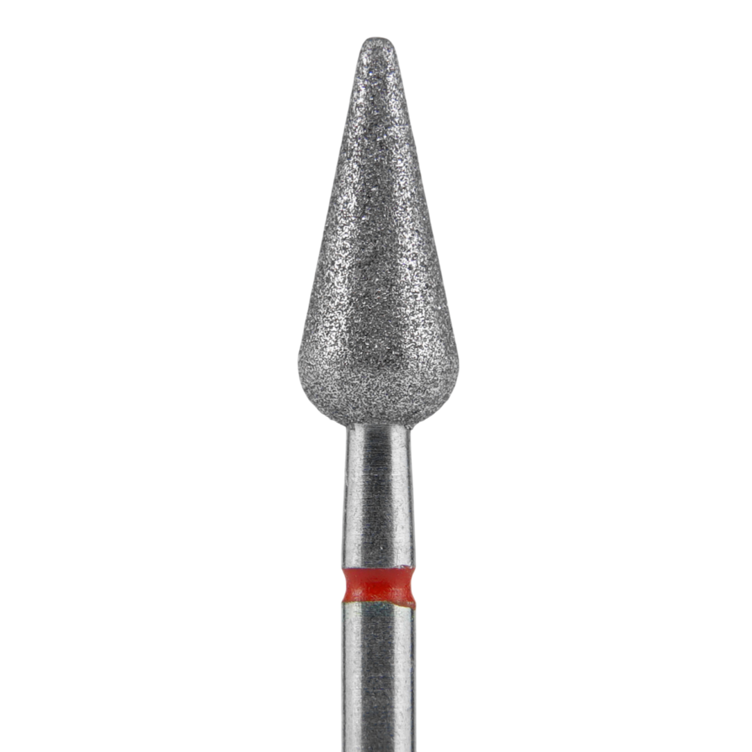 Diamond Nail Drill Bit, "Pointed Pear", Red, EXPERT Head Diameter 5/12 mm (FA100R050/12) - STALEKS