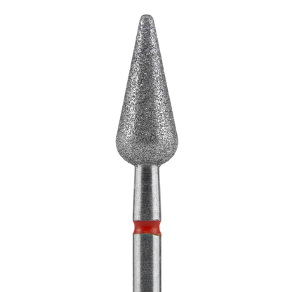 Diamond Nail Drill Bit, "Pointed Pear", Red, EXPERT Head Diameter 5/12 mm (FA100R050/12) - STALEKS