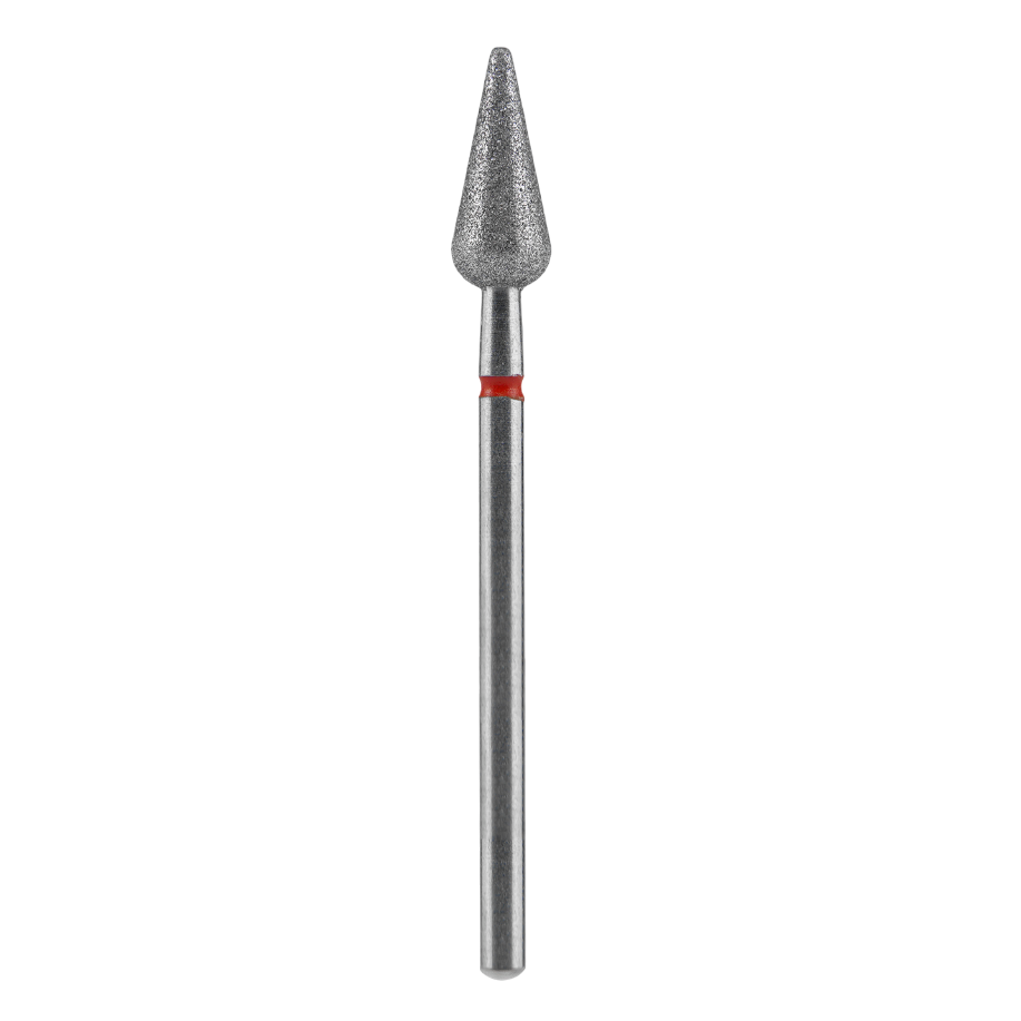 Diamond Nail Drill Bit, "Pointed Pear", Red, EXPERT Head Diameter 5/12 mm (FA100R050/12) - STALEKS