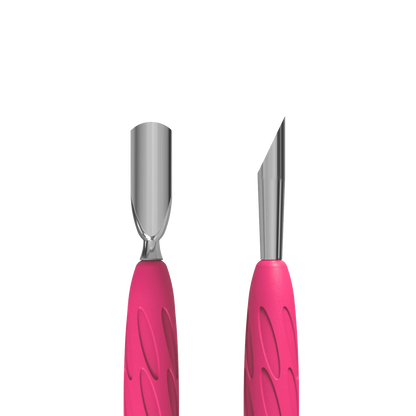 Manicure Pusher With Silicone Handle "Gummy" UNIQ 10 TYPE 2 (Narrow Rounded Pusher + Slanted Pusher) -PQ-10/2- STALEKS