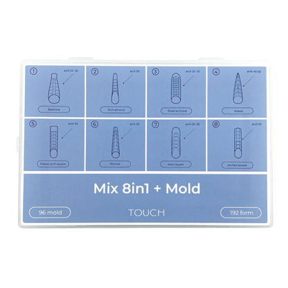 Nail Tips Upper Forms Modeling Mix 8in1 + Mold, 288pcs -TOUCH