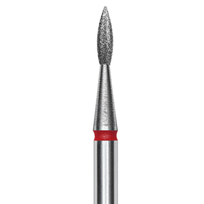 DIAMOND NAIL DRILL BIT, "POINTED FLAME", RED, HEAD DIAMETER 1.8 MM/WORKING PART 8 MM (FA11R018/8) - STALEKS™