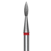 DIAMOND NAIL DRILL BIT, "POINTED FLAME", RED, HEAD DIAMETER 1.8 MM/WORKING PART 8 MM (FA11R018/8) - STALEKS™