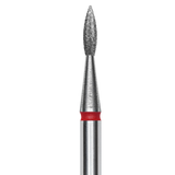 DIAMOND NAIL DRILL BIT, "POINTED FLAME", RED, HEAD DIAMETER 1.8 MM/WORKING PART 8 MM (FA11R018/8) - STALEKS™