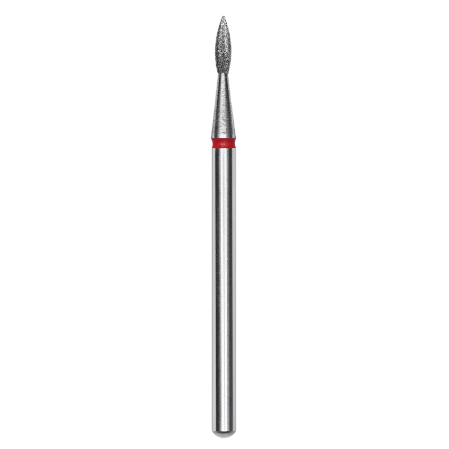 DIAMOND NAIL DRILL BIT, "POINTED FLAME", RED, HEAD DIAMETER 1.8 MM/WORKING PART 8 MM (FA11R018/8) - STALEKS™