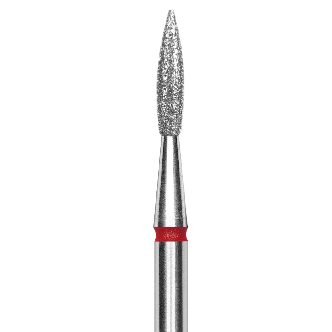 DIAMOND NAIL DRILL BIT, "POINTED FLAME", RED, HEAD DIAMETER 2.3 MM/WORKING PART 8 MM (FA11R023/8) - STALEKS™