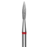 DIAMOND NAIL DRILL BIT, "POINTED FLAME", RED, HEAD DIAMETER 2.3 MM/WORKING PART 8 MM (FA11R023/8) - STALEKS™