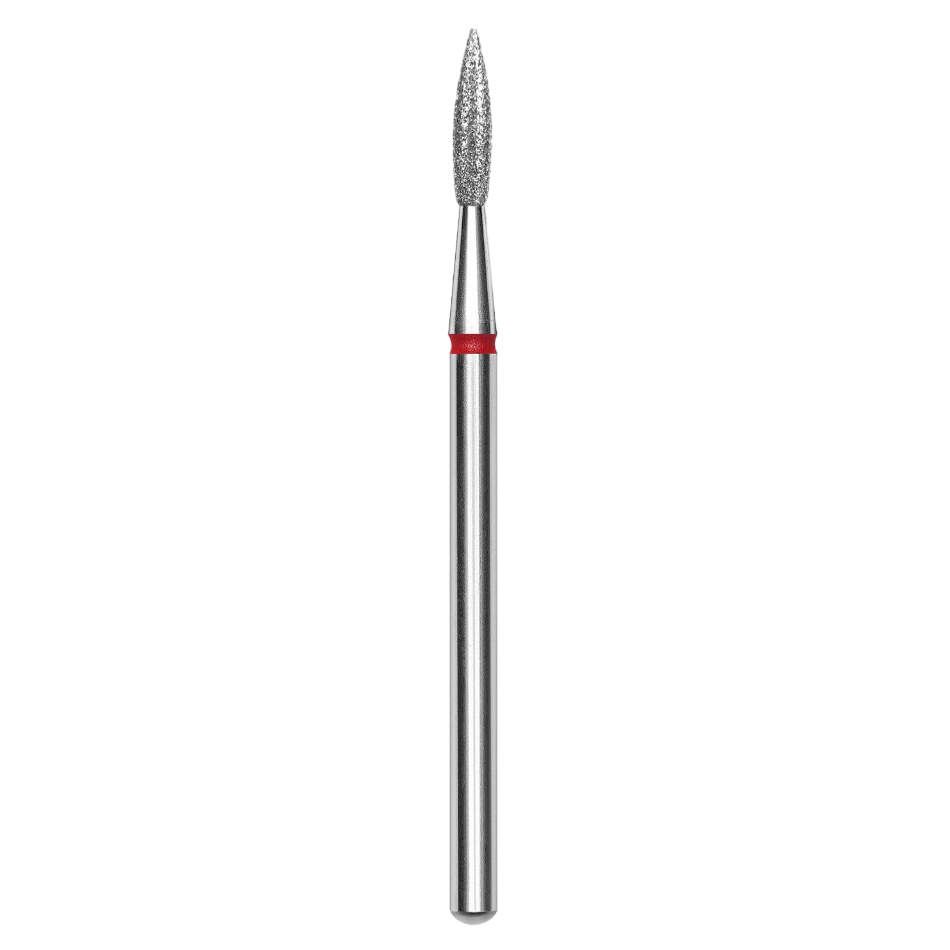 DIAMOND NAIL DRILL BIT, "POINTED FLAME", RED, HEAD DIAMETER 2.3 MM/WORKING PART 8 MM (FA11R023/8) - STALEKS™