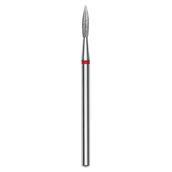 DIAMOND NAIL DRILL BIT, "POINTED FLAME", RED, HEAD DIAMETER 2.3 MM/WORKING PART 8 MM (FA11R023/8) - STALEKS™