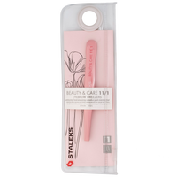 STALEKS BEAUTY & CARE 11 TYPE 1 EYEBROW TWEEZERS WIDE STRAIGHT PINK TBC-11/1 - STALEKS™