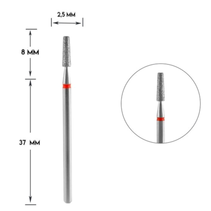 DIAMOND NAIL DRILL BIT, "FRUSTUM", RED, HEAD DIAMETER 2.5/8MM (FA70R025/8) - STALEKS™